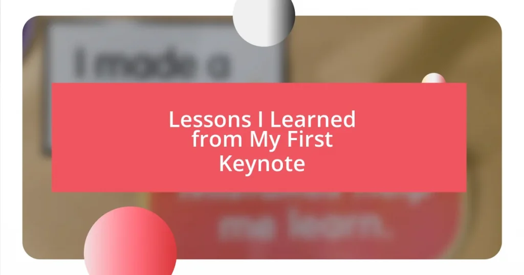 Lessons I Learned from My First Keynote