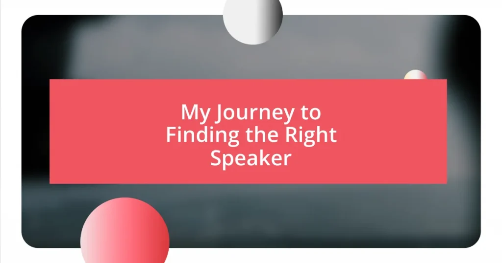 My Journey to Finding the Right Speaker